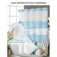 thumbnail image 4 of No Hook Cloth Fabric Shower Curtain with Snap in Liner, Blue Coastal Starfish Waterproof Shower Curtains Set with See Through Top Window, Summer Ocean Shells Wooden Grain Bath Curtains Shower 54"x78", 4 of 6