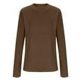 thumbnail image 4 of Htigea Mock Neck T-Shirts for Women Solid Color Long Sleeve Warm Tops Fall Winter Base Layer Shirts Brown S, 4 of 7