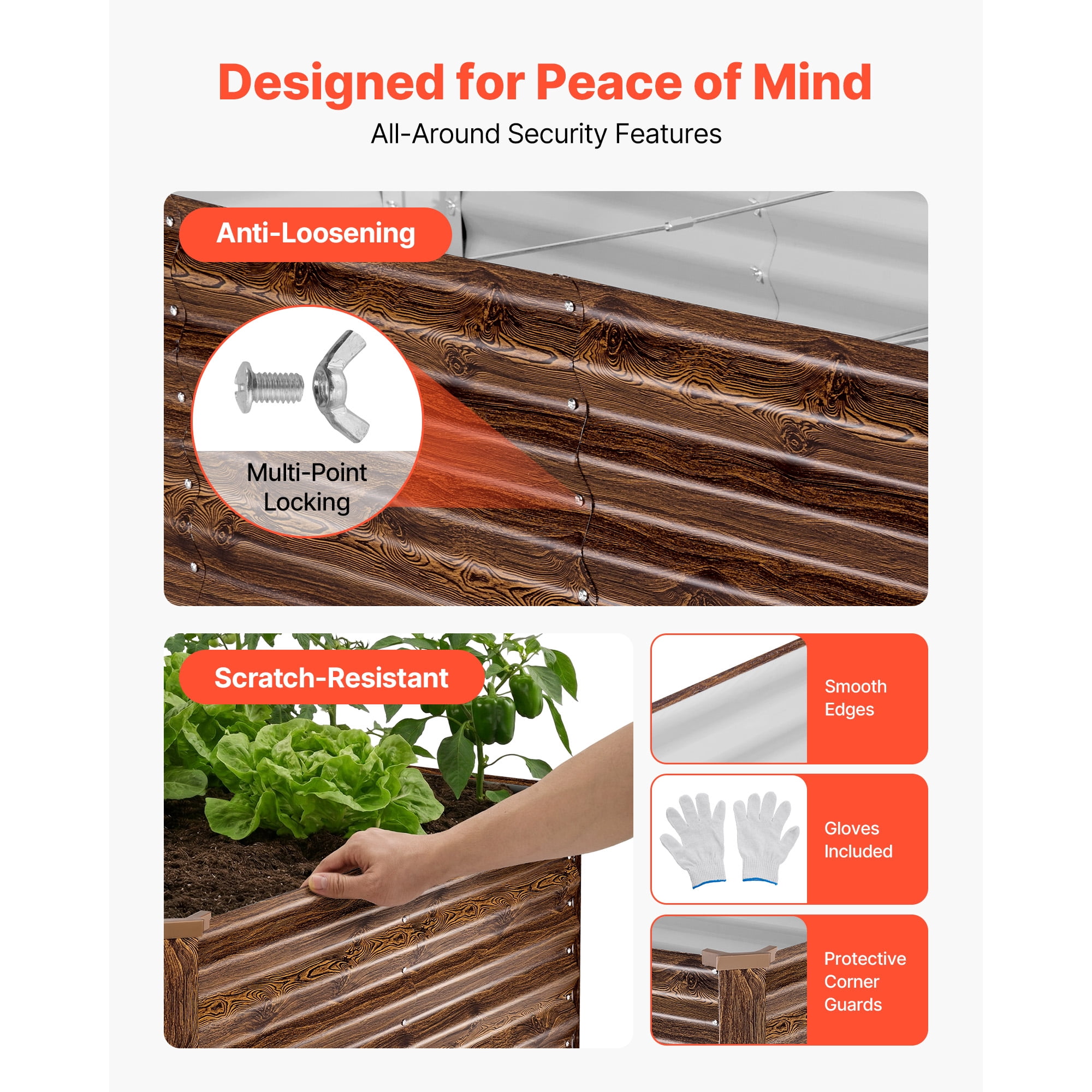 KFFKFF Galvanized Metal Raised Garden Bed, 8 x 4 x 2 ft, Rectangular Outdoor Planter Box Kit, Bottomless Elevated Planting Box with Gloves, Alu-Zinc Coating, Ideal for Flowers and Vegetables