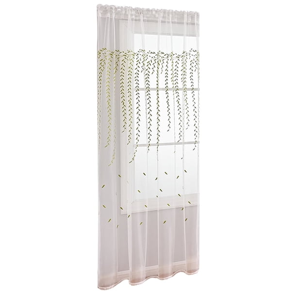 Cortina de ventana con hojas, cortina transparente, panel de ventana, cortina para sala de estar y dormitorio