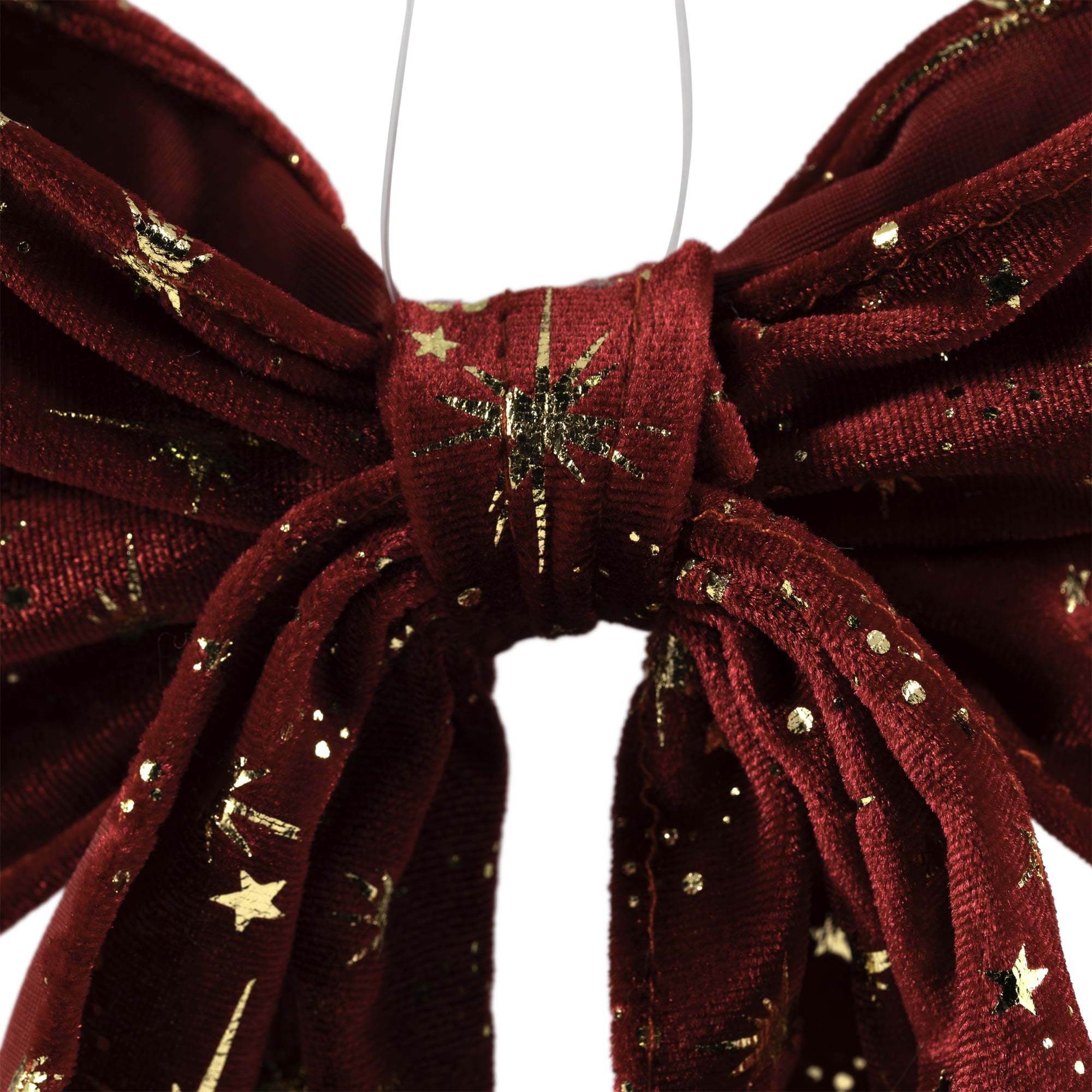 Northlight Glittered Starburst Velveteen Bow Christmas Decoration - 9"