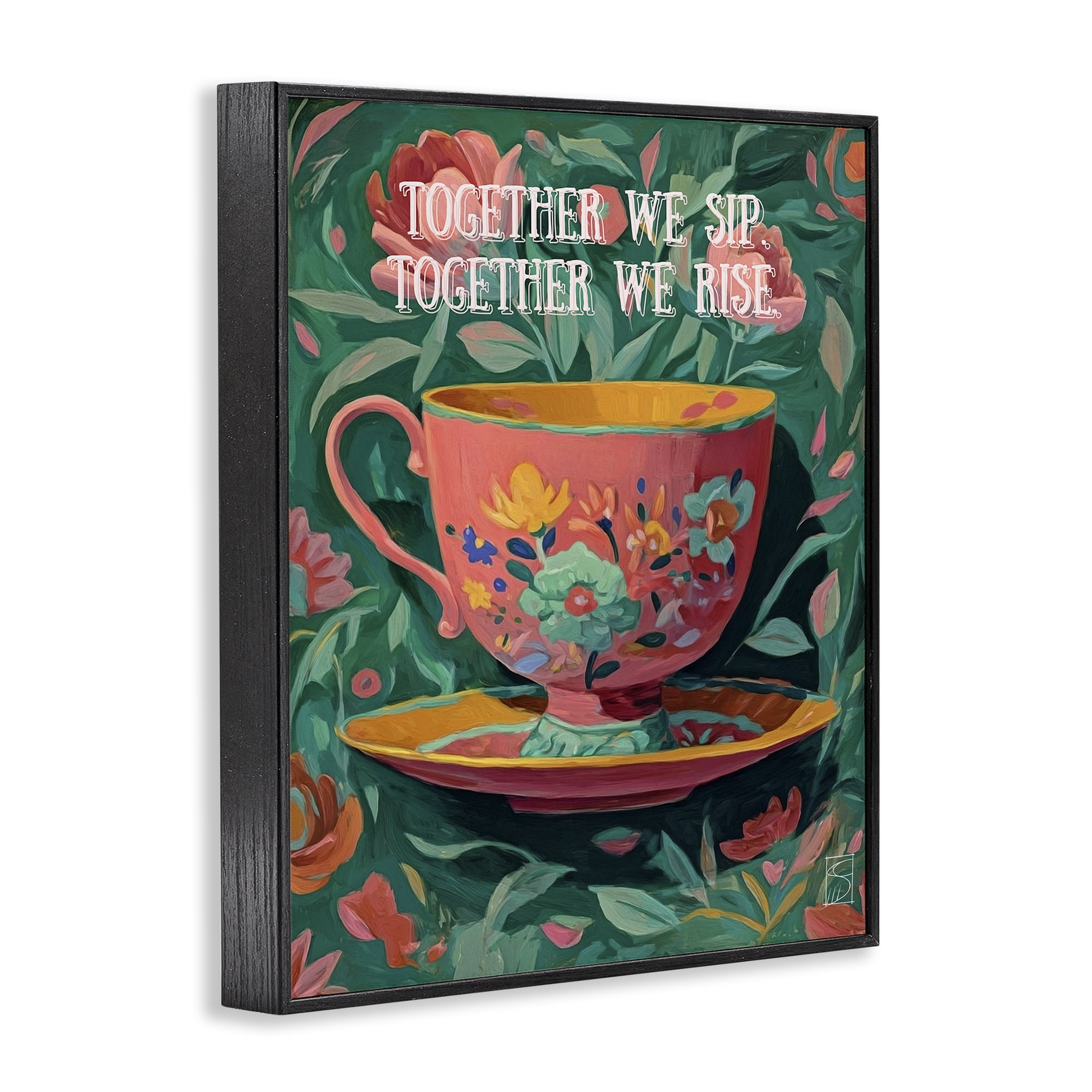 Stupell Industries Together We Sip & Rise Black Framed Giclee Art, design by Sara Culpepper