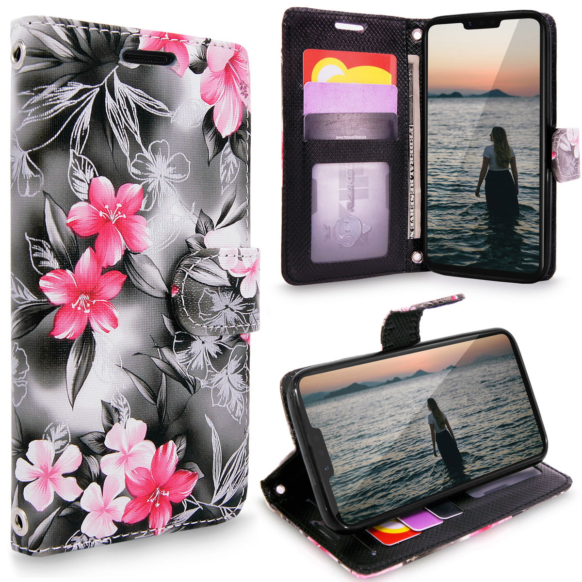 LG G8 ThinQ Case,LG G8 Case,LG G8 ThinQ PU Leather Wallet Embossed Floral Mandala Flowers Case with Kickstand Flip Cover Card Holder for LG G8 LG G8 ThinQ Purple 