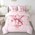 thumbnail image 4 of Castle Fairy Floral Initial 7-Piece Full Dreamy Princess Bow Flower Breathable Girls’ Bedding Set, 4 of 8
