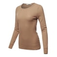 thumbnail image 2 of A2Y Women's Basic Solid Long Sleeve Crew Neck Fitted Thermal Top Shirt Tan 2XL, 2 of 5