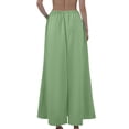thumbnail image 5 of Yucgh Women's Solid Color Fishtail Split Skirt with Elastic Waist & Side Pockets, Swing Maxi Skirt, Casual Linen Blend Beach Skirt for Summer,Mint Green,XL, 5 of 7