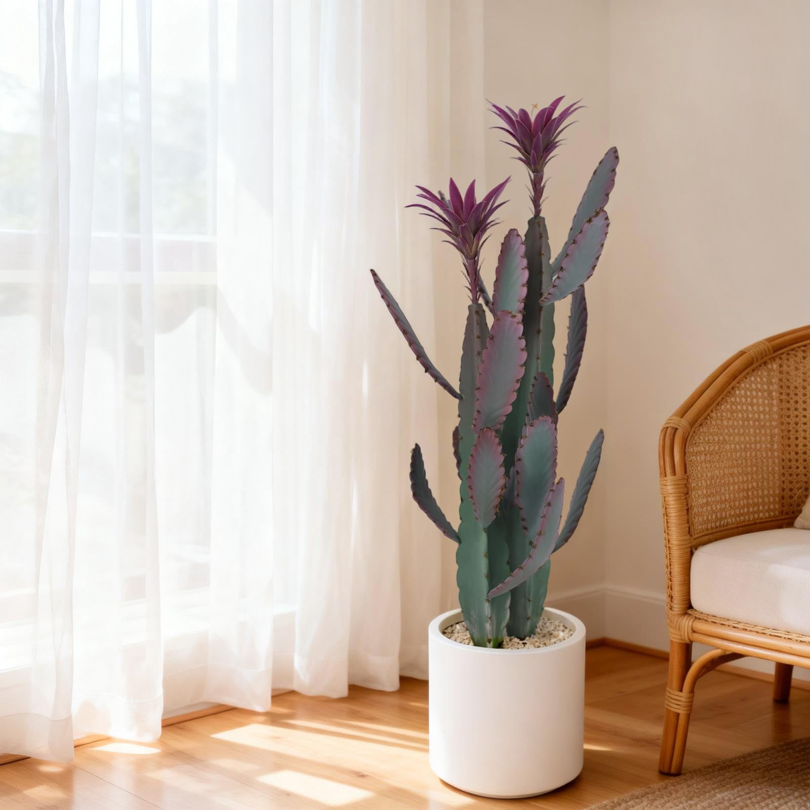 Accreate Artificial Cactus Plant, Faux Desert Cacti Potted Plant with Planter, Realistic Texture Tall Fake Plant for Home Office Living Room Bedroom Foyer Porch Decor