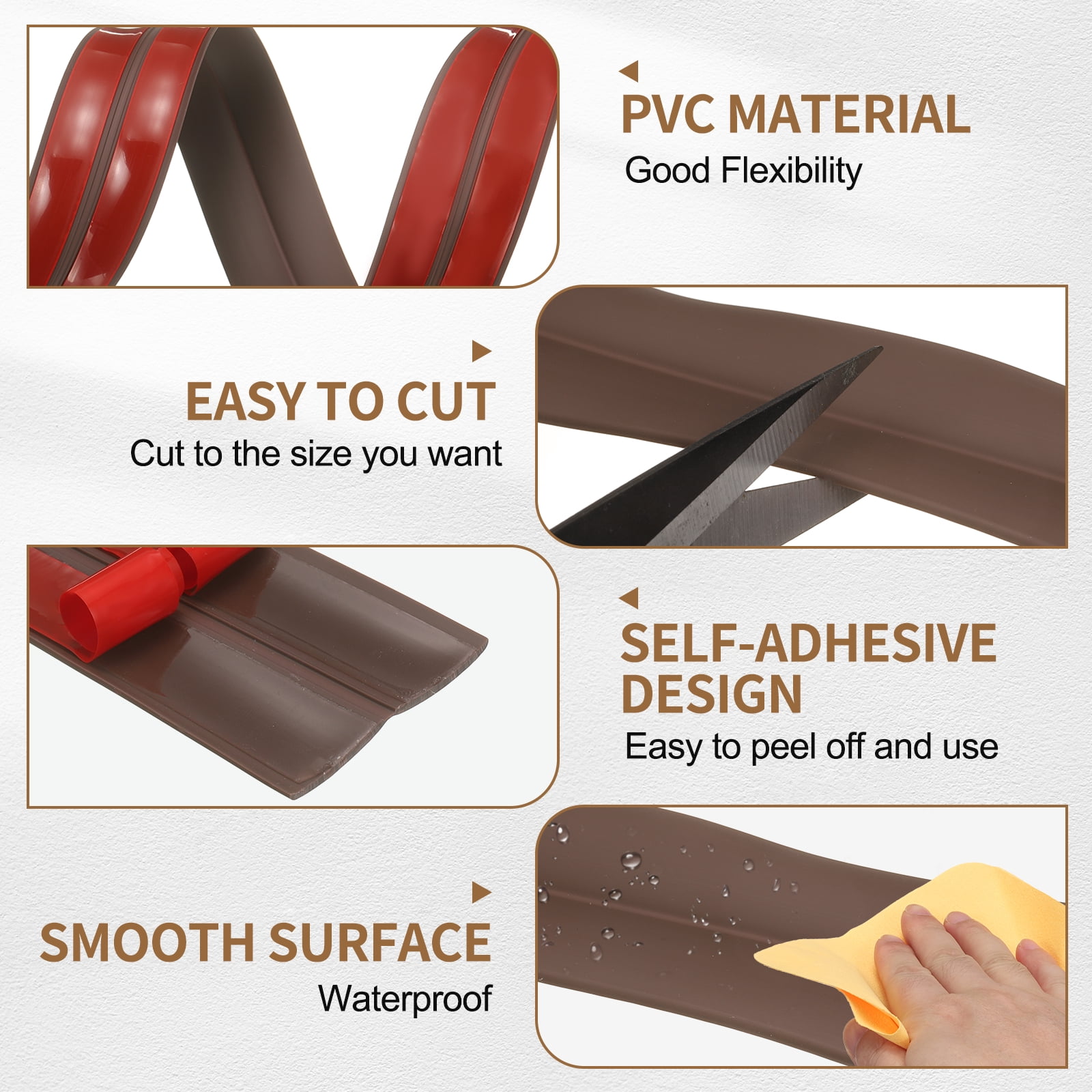 Uxcell Protector 1.6"x29.5 ft Self Adhesive Guard Brown for Wall Table Floor