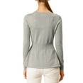 thumbnail image 4 of INSPIRE CHIC Women's V Neck Peplum Sweater Ribbed Knit Long Sleeve Casual Pullover Grey L, 4 of 9