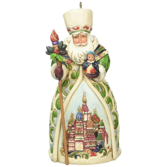 Enesco Jim Shore Heartwood Creek Russian Santa Stone Resin Hanging Ornament, 4.75"