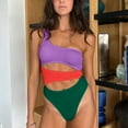 thumbnail image 2 of Conjunto de traje de baño de Bikini calado todo en uno cómodo sin espalda con empalme de Color sólido para mujer con estilo OAVQHLG3B Store  lin121212, 2 of 4