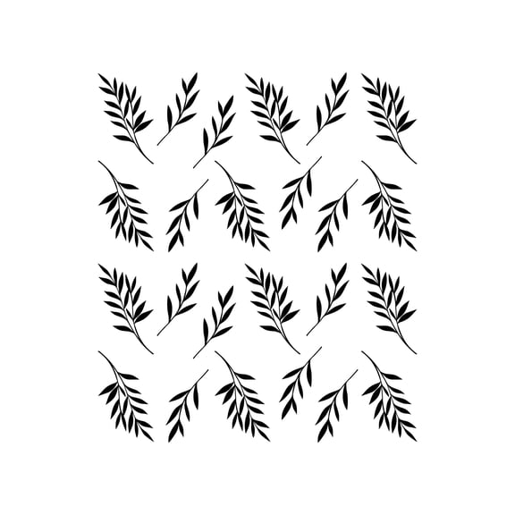 Set Of 24 Vinyl Wall Art Decal - Palm Leaves Pattern - From 9" x 4" Each - Minimal Adhesive Sticker Nature Green Design For Home Bedroom Living Room Classroom Office Coffee Shop Store Decor