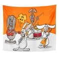 thumbnail image 1 of ZEALGNED Cartoon Funny Rabbits Band Playing Rock Music Wall Art Hanging Tapestry Home Decor for Living Room Bedroom Dorm 60x80 inch, 1 of 1