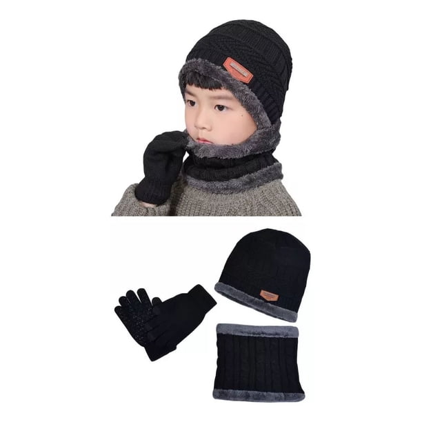 3en1 Gorro Bufanda Guantes Cuello Unisex Invierno Frío Niños