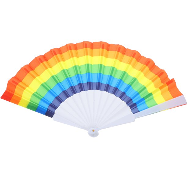 Arco iris abanico abanico abanico abanico los amantes abanico abanico tela duradera LGBTQ regalo abanico abanico gay decoraciones de bodas fan 23cm arco de plástico arco iris fan