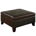 thumbnail image 1 of Coaster Contemporary Faux Leather Square Storage Ottoman in Brown, 1 of 2
