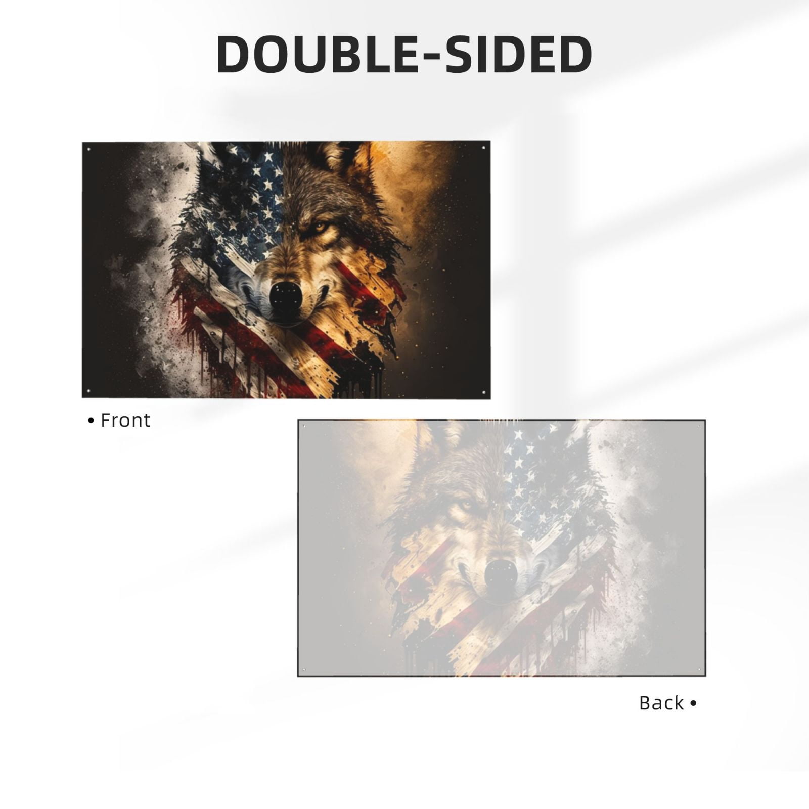 Wolf American USA Flag Four Hole Decorated Banner Flag for Garden Yard Home Decoration Indoor Outdoor 4x6 Ft