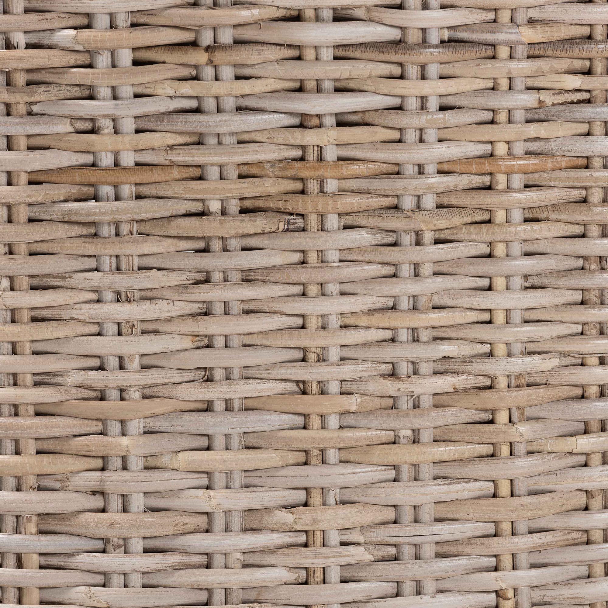 bali & pari Lara Boho Dining Chair, Handwoven Natural Kubu Rattan, Grey