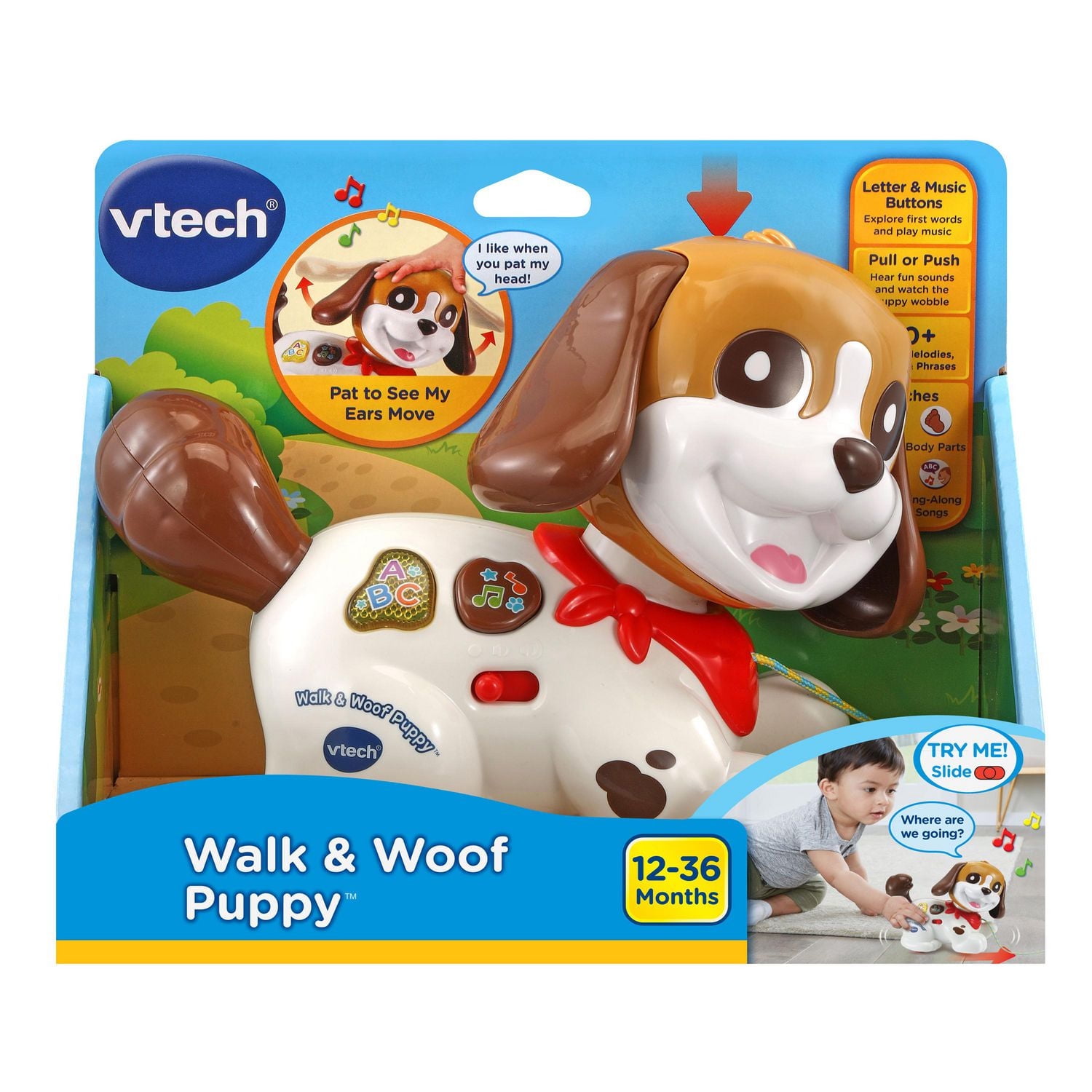 VTech Walk & Woof Puppy™ Pull-Along Dog for Toddlers - English Version, 12-36 Months