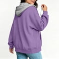 thumbnail image 5 of Jsaierl Women's Zip Up Hoodies Sweatshirts with Contrast Hood Adjustable Drawstring Kangaroo Pocket Oversized Casual Jackets S-2XL, 5 of 9