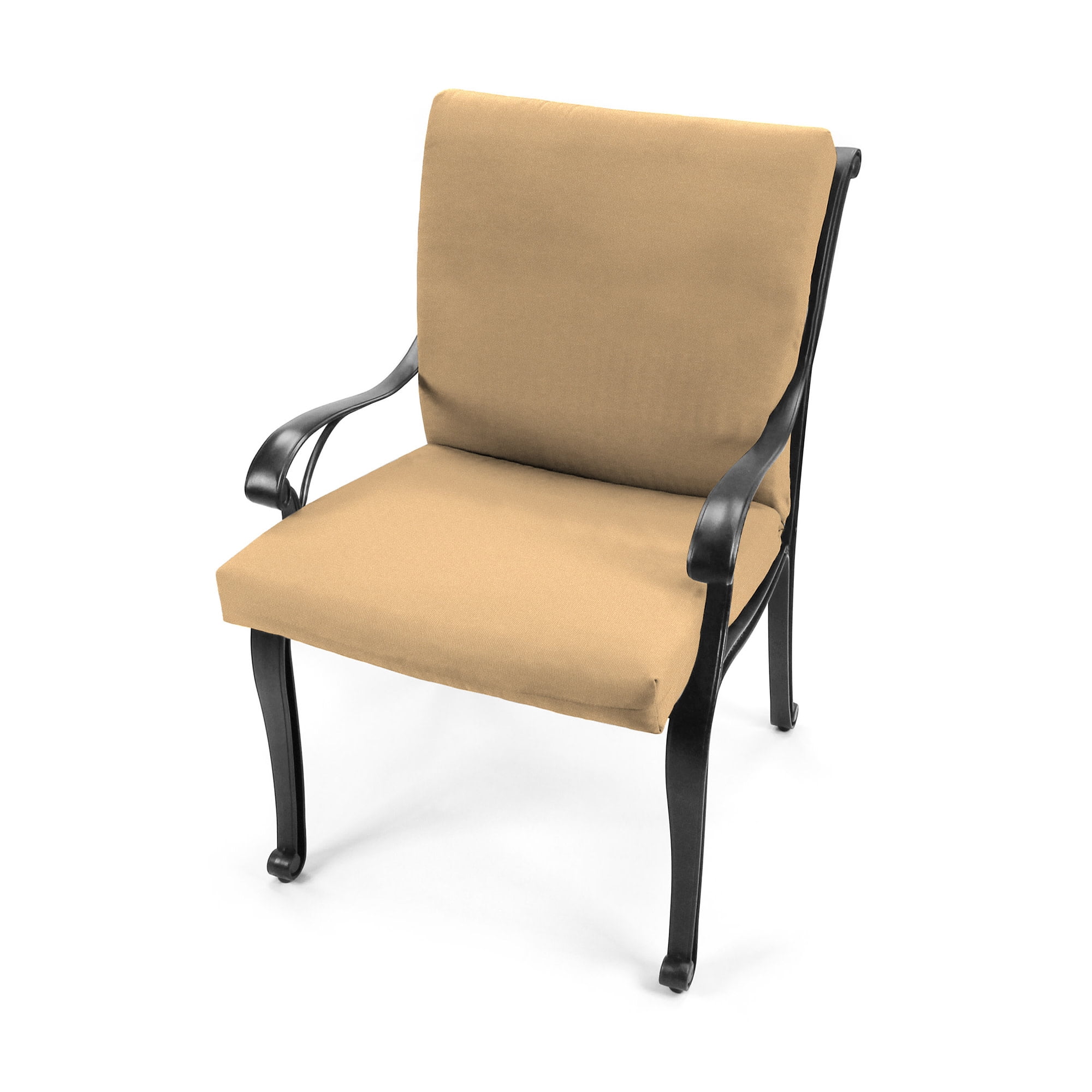 Jordan Manufacturing 44" x 21" Rave Birch Tan Solid Rectangular Outdoor Chair Cushion with Ties and Hanger Loop (2 Pack)