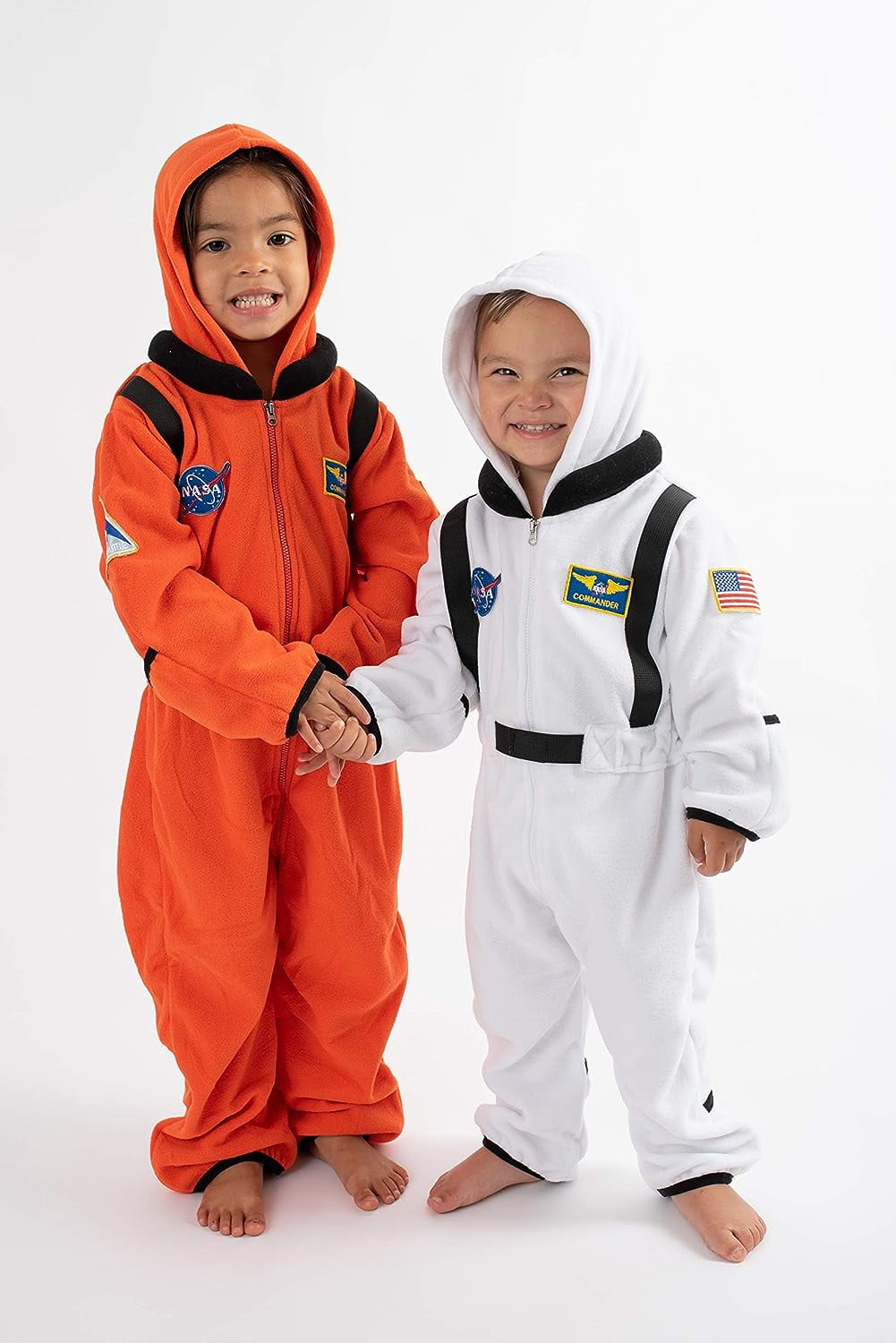 Cuddle Club One Piece Romper Hooded Fleece Onesie Jumper for Baby, Astronaut Orange 12-18 Mos