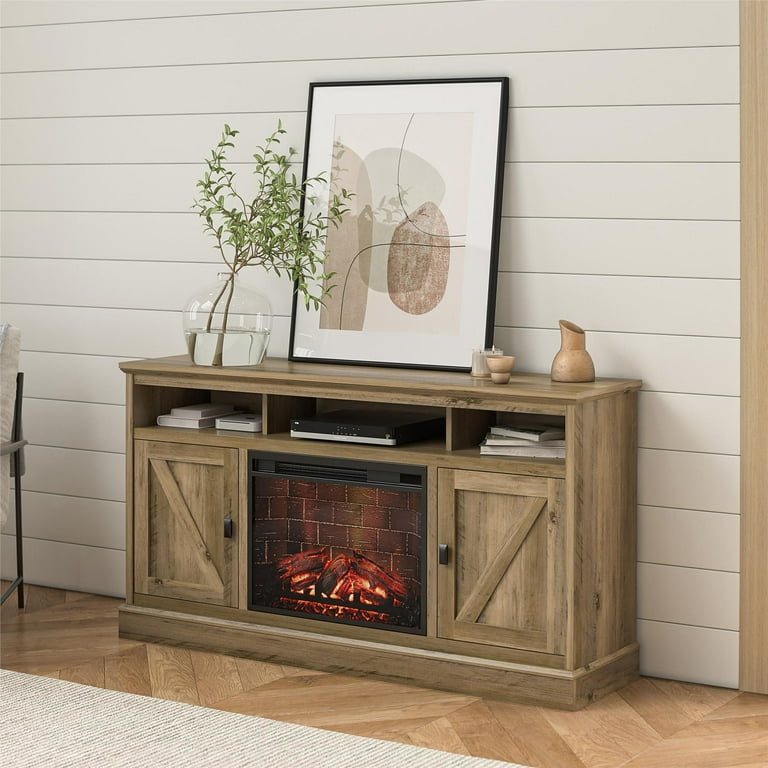 Oak electric fireplace tv stand deals