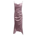 J21439 2024 Girl Style Sexy Low Breast Satin Split Strap Dress For
