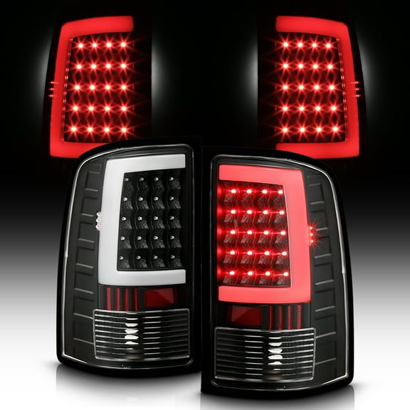 Black 2007-2013 GMC Sierra 1500 2500HD 3500HD LED Tube Tail Lights Brake Lamps