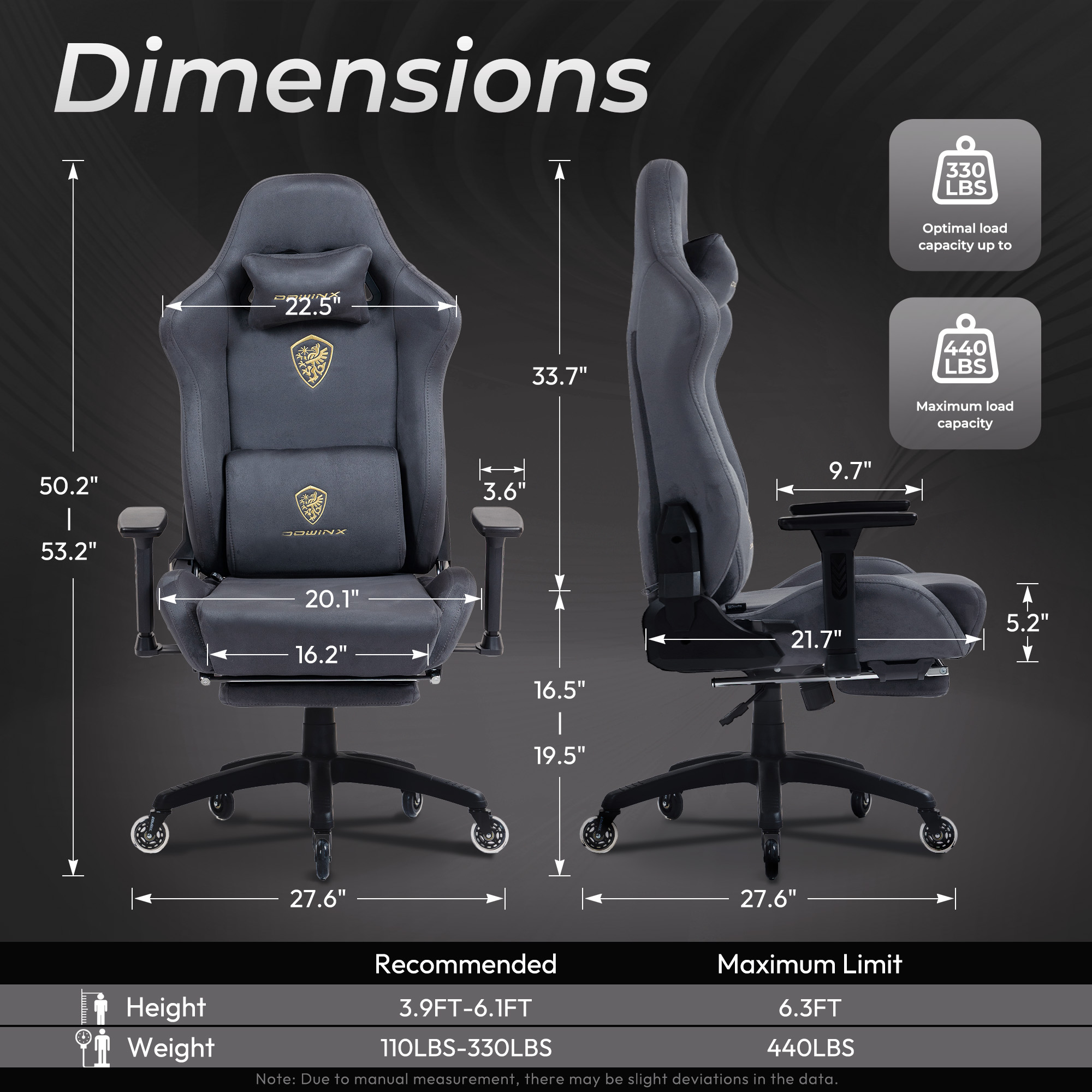 GOOSEA Breathable Suede Fabric Gaming Chair, Big and Tall Ergonomic Game Chair with Adjustable Massage Lumbar Support,3D Armrests,Retractable Footrest and Smooth PU Wheels, Green
