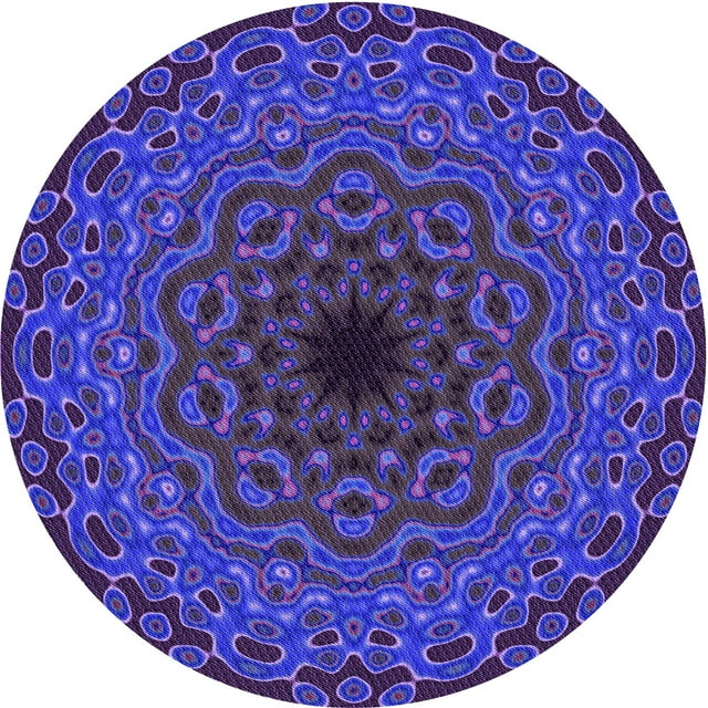 Ahgly Tapis Rond Lavable en Machine Intérieur Transitionnel Violet, 7 Pieds Rond
