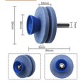 thumbnail image 2 of Afiladores de cuchillas para cortacésped de doble capa de 2 capas, afilador de cuchillas para cortacésped resistente al desgaste adecuado para la mayoría de taladros eléctricos o taladros manuales, 2 of 5