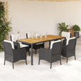 thumbnail image 1 of vidaXL 7 Piece Garden Dining Set with Cushions Black Poly Rattan, 1 of 4