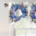 thumbnail image 5 of Spring Flower Wreath Tie Up Valance for Windows, Country Watercolor Purple Blue Floral Leaf Adjustable Rod Pocket Tie Up Valance Curtains Window Treatment for Kitchen Bathroom Bedroom 42 X 12 Inch, 5 of 9