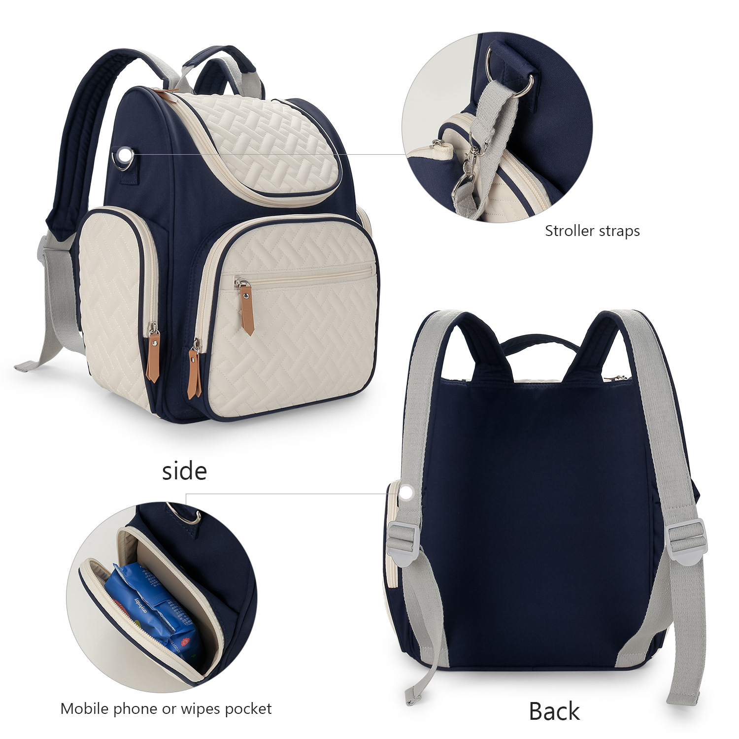 Mommy Bag, Maternal Child Bag, Outdoor Lightweight Handbag, Large-Capacity Backpack for Baby, Diaper Baby Bottle Storage Bag ﻿(Black)