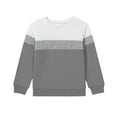 thumbnail image 2 of Boys Color Block Sweatshirt Long Sleeve Crewneck Pullover Kids Soft Casual Oversized Fall Winter Top Lightweight Loose Fit 1-15 Years, 2 of 5