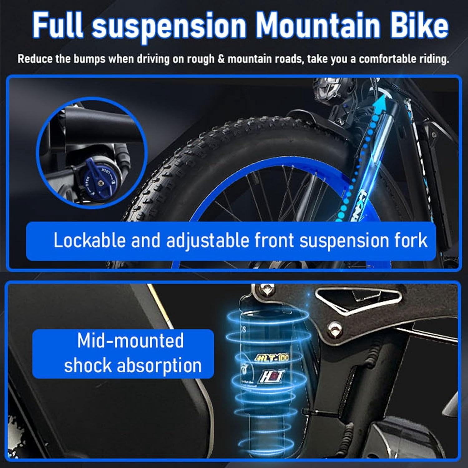 Seeker24 Peak 3000W Dual Motor Electric Mountain Bike for Adults 38MPH 52V 25AH Battery,24 Inch Tire All Terrain Ebikes 7-Speed Gear,UL2849