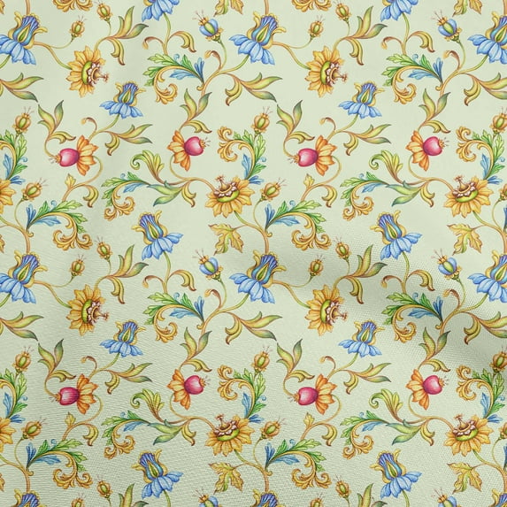 oneOone Cotton Poplin Mint Fabric Floral Quilting Supplies Print Sewing Fabric By The Yard 56 Inch Wide