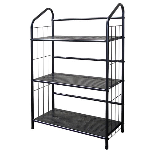 Metal Grid 3Shelf Open Bookcase, Black