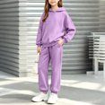 thumbnail image 4 of Enjoytime Girls Two Piece Set Long Sleeve Hooded Sweatshirt Pockets Sweatpants Outfits Fall Winter Soft Casual Sweatsuit Sets, 4 of 7