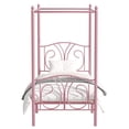 thumbnail image 5 of VECELO Twin Metal Bed Frame, Canopy Four Posters Platform Bed Frame with Headboard & Footboard, No Box Spring Needed, Pink, 5 of 7