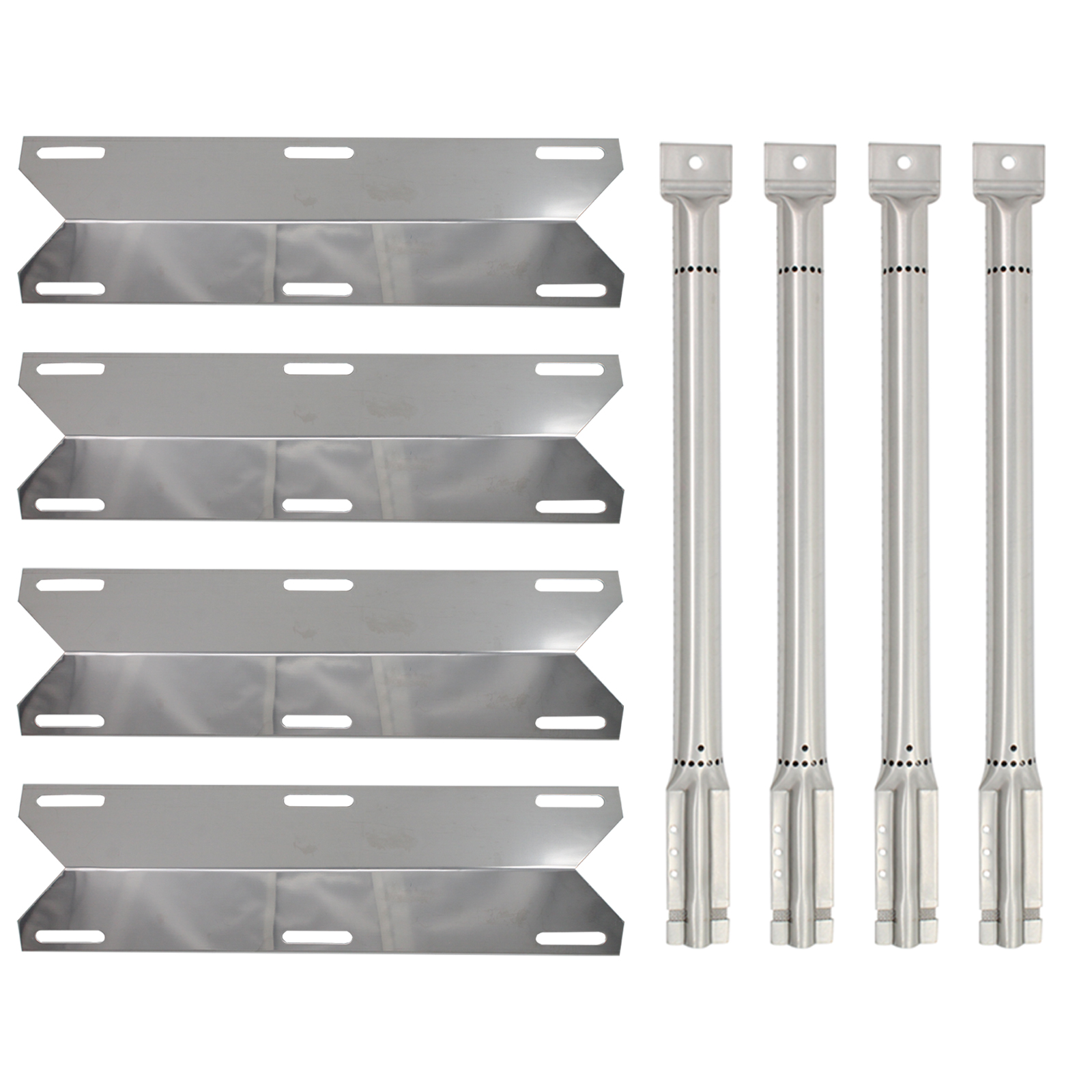 4Pack BBQ Gas Grill Tube Burner & Heat Shield Plate Tent Replacement