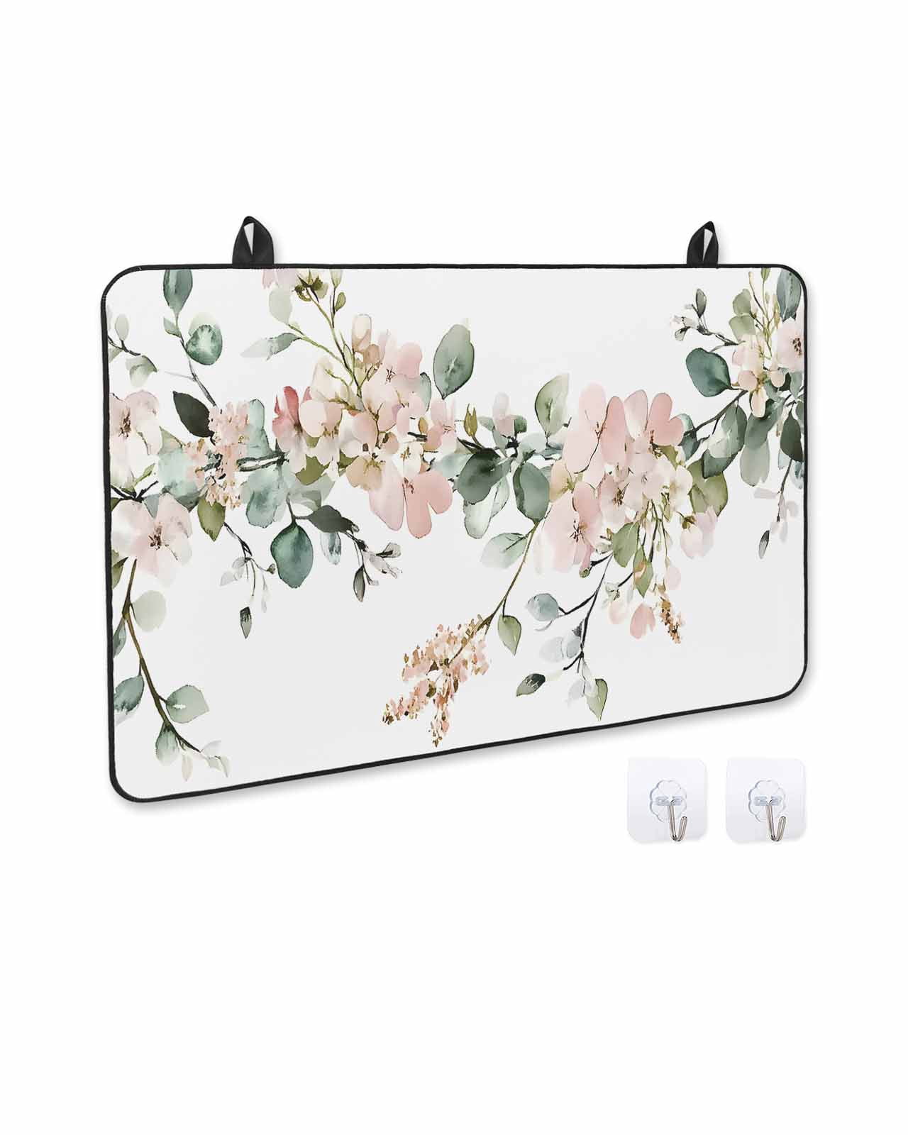nqOlkjepod Large Induction Cooktop Protector Mat 36"x21", Eucalyptus Floral Stove Top Covers for Electric Stove, Vintage Spring Botanical Leaves Stove Burner Cover Mats, Glass Top Stove Cover