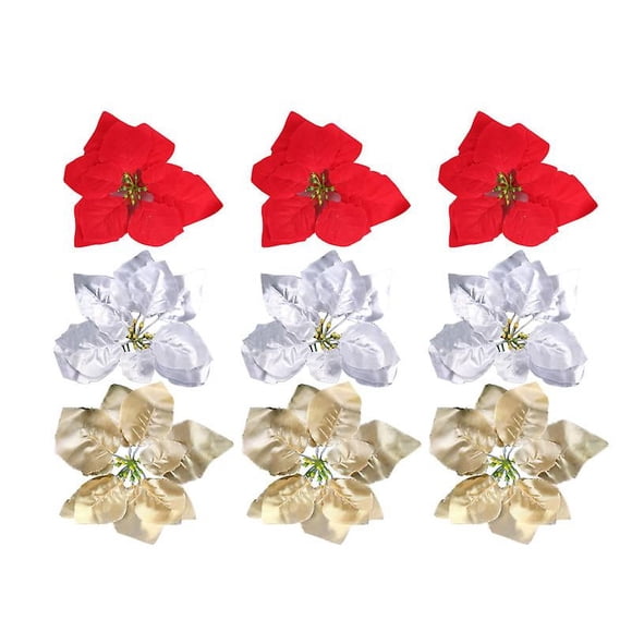 18 piezas de flores navideñas Allinless