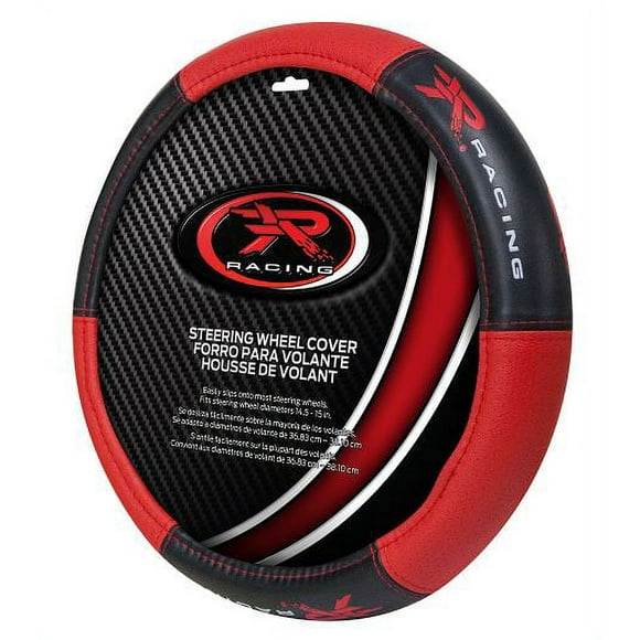 Plasticolor Housse de Volant 006768R04 Universelle; Logo de Course; Rouge/noir; Caoutchouc