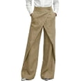 thumbnail image 2 of Womens Pants High Elastic High Waisted Button Casual Straight Leg Pants Khaki S, 2 of 6
