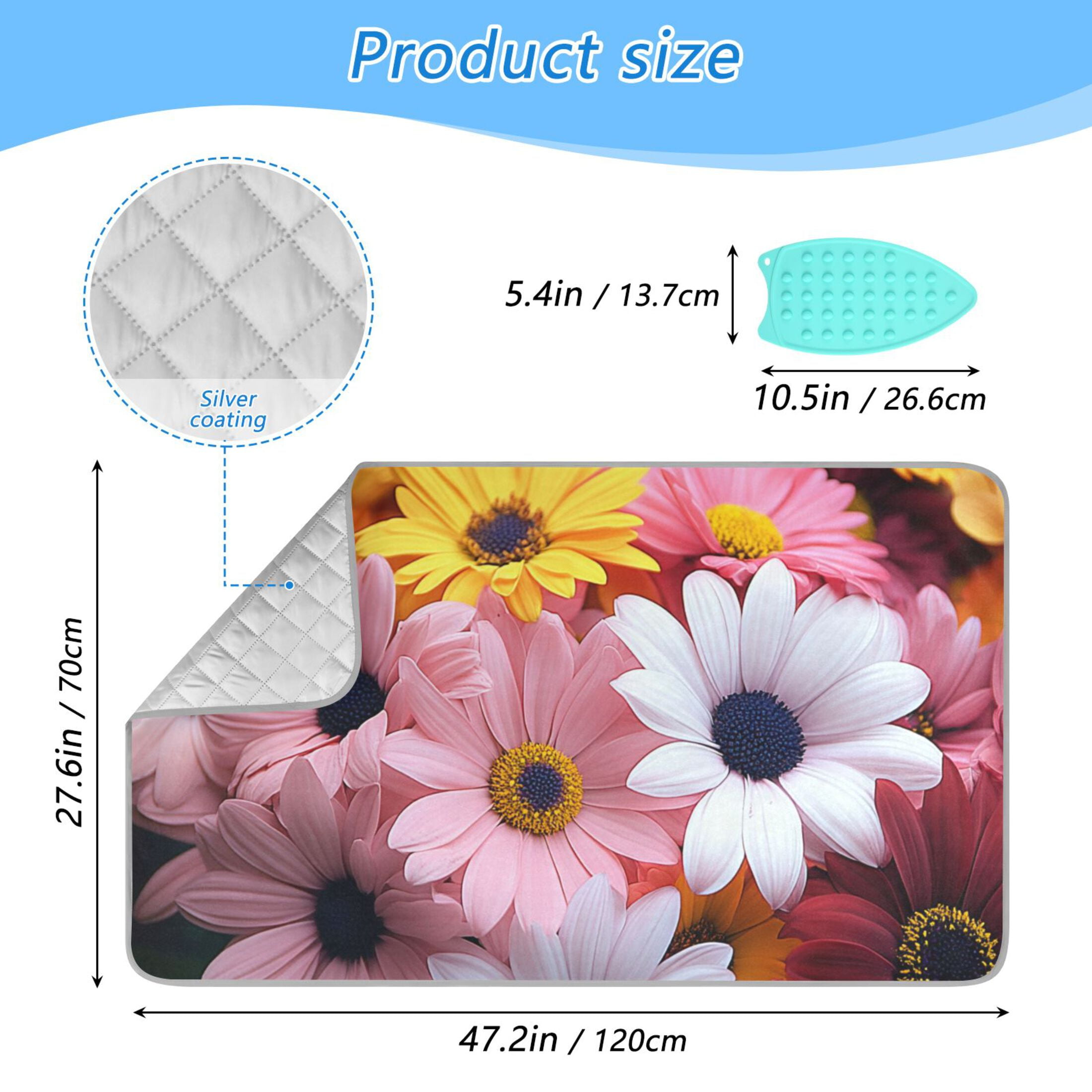 Colorful Daisies Ironing Mat Blanket for Table Top Travel Portable Ironing Board Pad 47.2x27.6 Inch