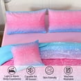 thumbnail image 3 of OKKEEY Glitter Theme Comforter Set for Teens Girls Kids, Full Size 6 Pcs Gradient Blue Pink Bed in a Bag, Colorful Rainbow Bedding Sets Gift, 3 of 10