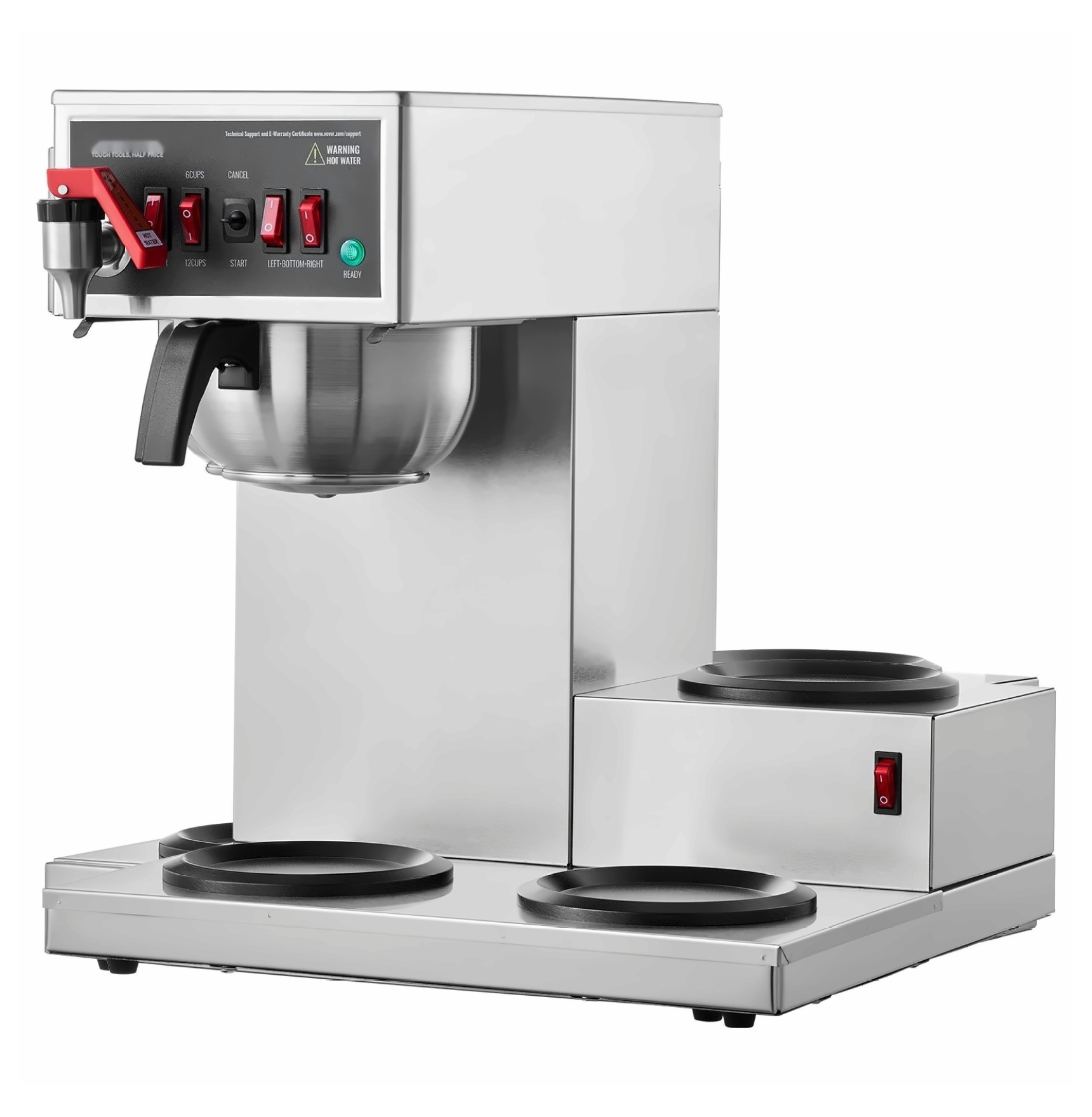 Commercial Coffee Maker 12 Cup, Office Drip Coffee Machine with 3 Carafes