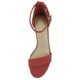 thumbnail image 5 of Cityclassified Shoes Women Low Chunky Block Heel Sandals Open Toe Ankle Strap CAKE-S Lipstick Red Nubuck Suede 7.5, 5 of 5